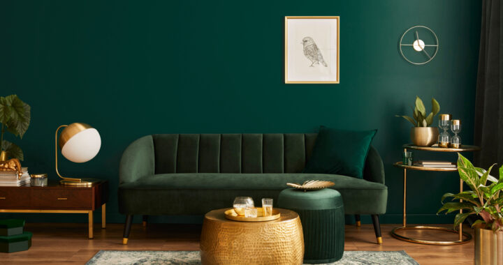 Luxury,Living,Room,In,House,With,Modern,Interior,Design,,gold and Green